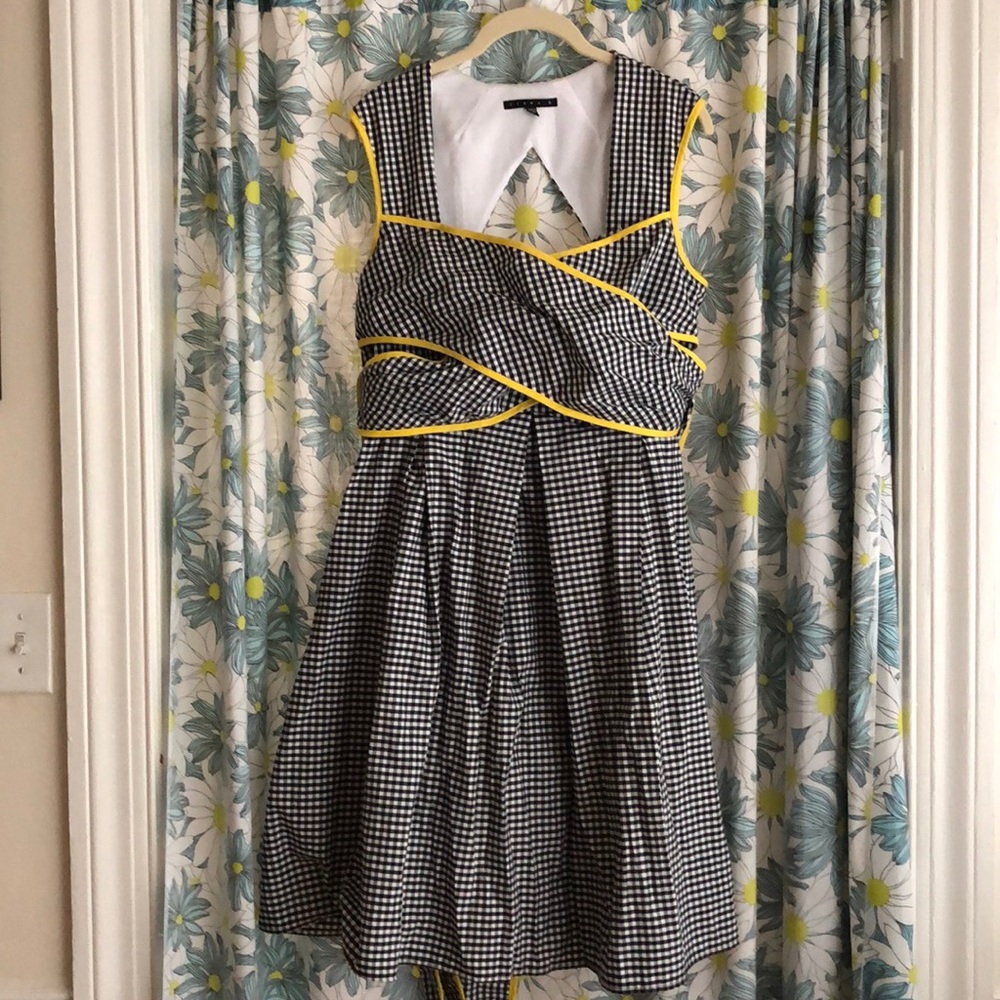 Gingham with yellow trim dress